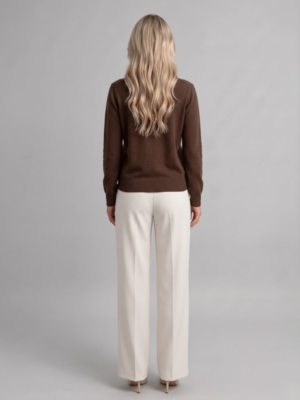 Women's Coffee Brown Cashmere V-Neck Cardigan Sweater Button Front Top - Picture 3 of 4